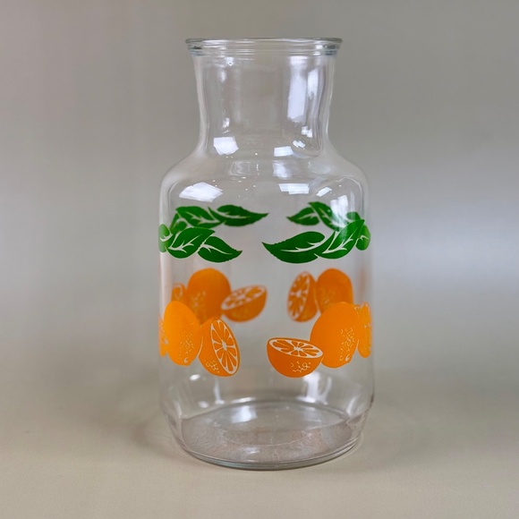 Vintage Anchor Hocking Juice Jug | Citrus Carafe with Oranges & Leaves | 1970s - Picture 8 of 15